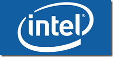 intel logo white in blue background